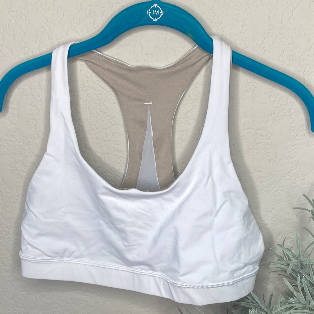 lululemon athletica White and Beige Racerback Sports Bra Size 12 Large - Picture 2 of 7